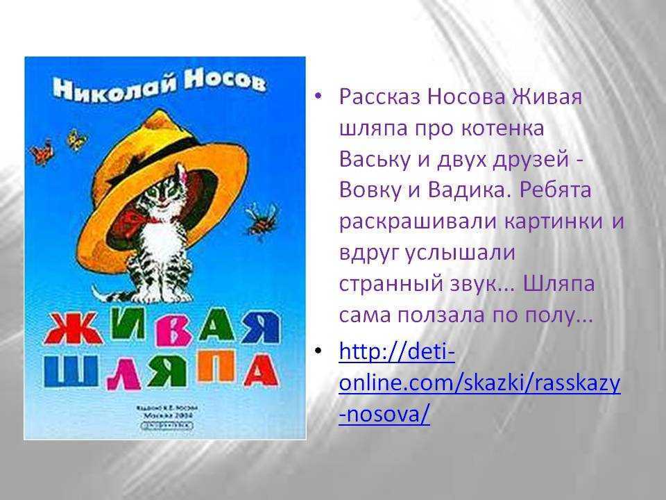 «живая шляпа» краткое содержание для читательского дневника по сказке носова (1 класс) – главная мысль, отзыв
