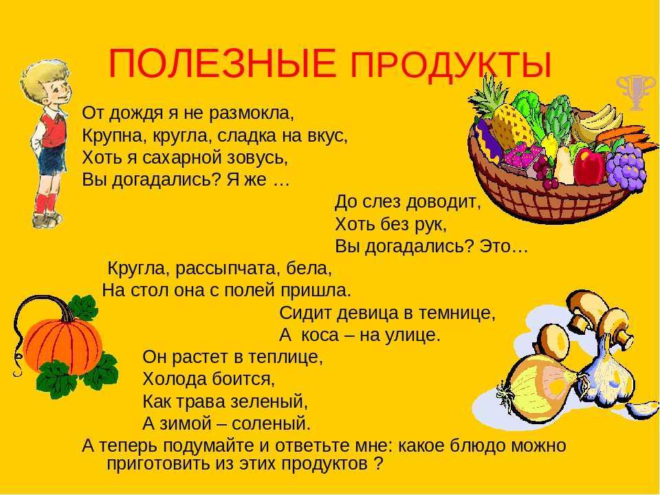 Загадки о еде и продуктах питания для детей с ответами