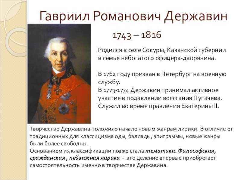 Биография державина гавриила романовича.